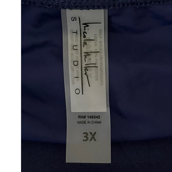 Nicole Miller Studio slit skirt bikini bottom navy size 3X - Picture 4 of 4